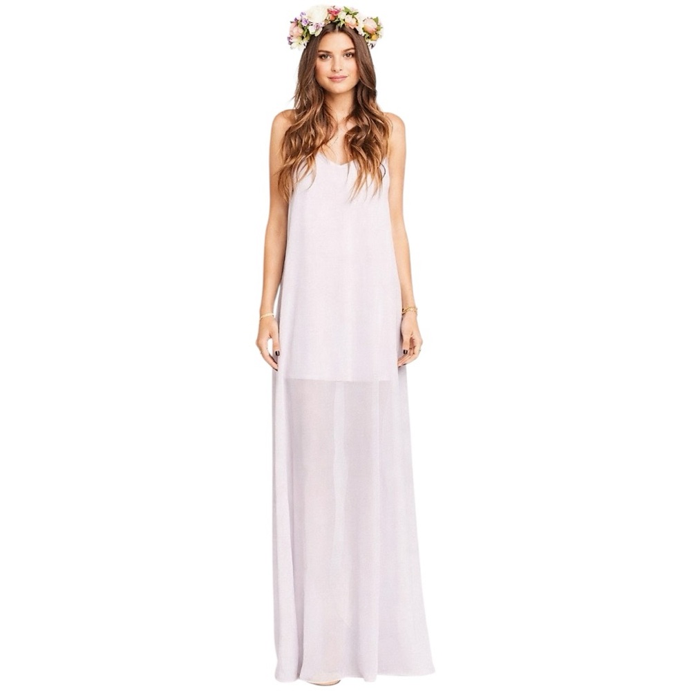 Show Me Your Mumu Jolie Maxi Dress XL Lavender Chiffon V-Neck Slip Gown